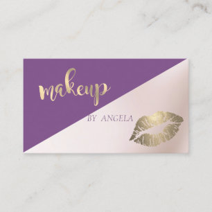 Cartão De Visita Elegante Violeta Moderno Glitter para Lábios Femen