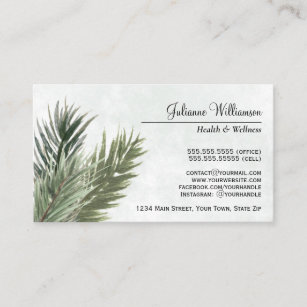 Cartão De Visita Elegante Watercolor Pine Ramifica Feminina
