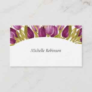 Cartão De Visita Elegante Watercolor Tulip Flowers Professiona