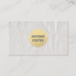 Cartão De Visita Elegante White Winkled Paper Dourado Circle Design