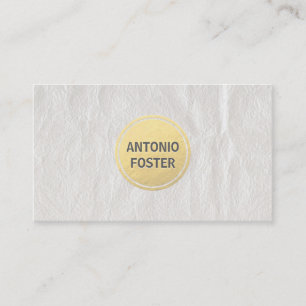Cartão De Visita Elegante White Winkled Paper Dourado Circle Design