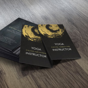 Cartão De Visita Elegante YOGA Gold Foil Brushstrokes Símbolo ZEN
