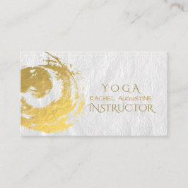 Cartão De Visita Elegante YOGA Gold Foil Brushstrokes Símbolo ZEN B