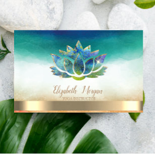 Cartão De Visita Elegante Yoga Instrutor Blue Lotus