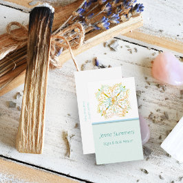 Cartão De Visita Elegante Yoga Reiki Healer Dourado Mandala Flower