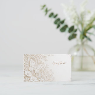 Cartão De Visita Eleganter Papercut Schmetterling mit Blumenrahmen