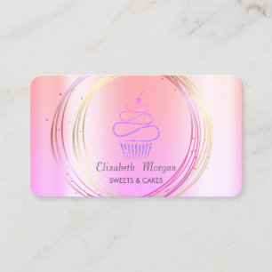 Cartão De Visita Elegantes círculos profissionais Cupcake brilhante