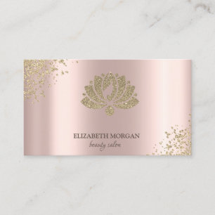 Cartão De Visita Elegantes Diamantes Dourados Salão de Beleza Lotus
