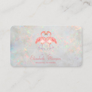 Cartão De Visita Elegantes Flamingos Modernos Engraçados Opala Holo