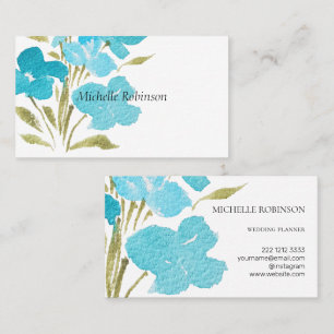 Cartão De Visita Elegantes Flores Selvagens Aquarela Profissional