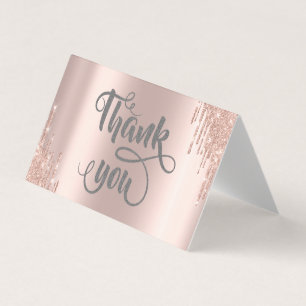 Cartão De Visita Elegantes Gotejamentos de Brilho Dourado Rosa