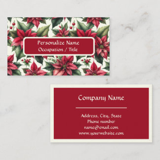 Cartão De Visita Elegantes Poinsettias Vermelhas Design Floral Prof