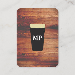 Cartão De Visita Elemento quadrado de madeira rústico das cervejas