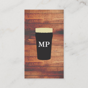 Cartão De Visita Elemento quadrado de madeira rústico das cervejas