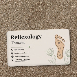 Cartão De Visita Elementos Botânicos & Pegada - Reflexologia