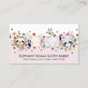CARTÃO DE VISITA ELEPHANT KOALA SLOTH RABBIT BABY ANIMAIS
