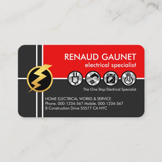 Cartão De Visita Eletricidade das linhas elétricas cruzadas (Frente)