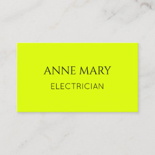 Cartão De Visita Eletricista Neon Amarelo Eletricidade Moderno Eleg
