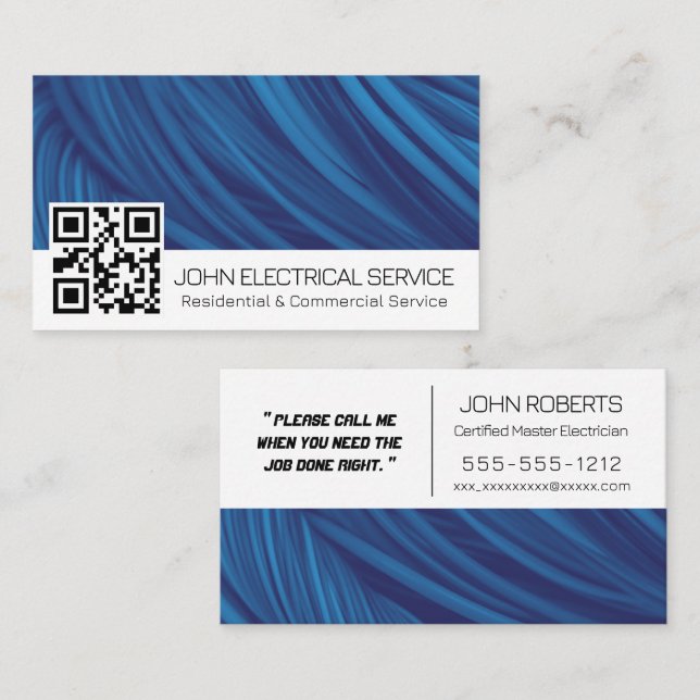 Cartão De Visita Eletricista Profissional com código QR (Frente/Verso)