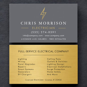Cartão De Visita Eletricista Profissional Industrial Dourado