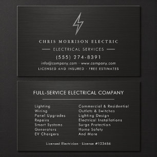 Cartão De Visita Eletricista Profissional Metálico Empresa Elétrica