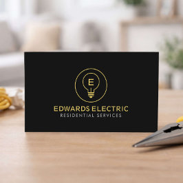 Cartão De Visita Eletricista Residencial Logotipo Mínimo Preto