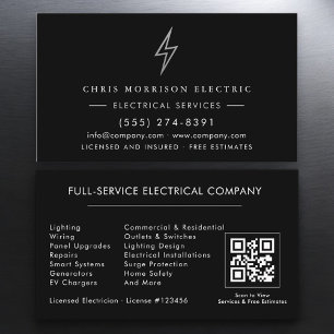 Cartão De Visita Eletricista – Serviço Elétrico Black Silver