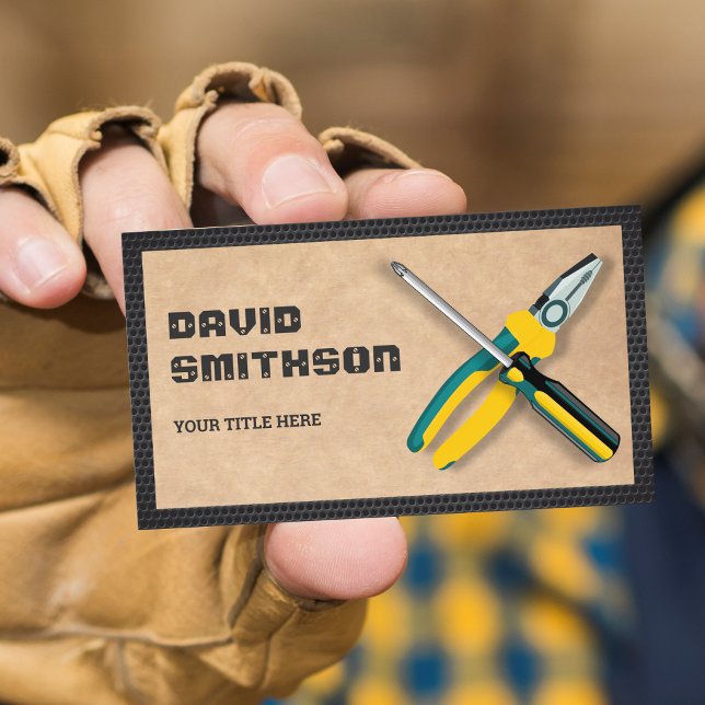 Cartão De Visita Elétrico de Ferramentas de Reparo Russo Kraft Hand (Criador carregado)