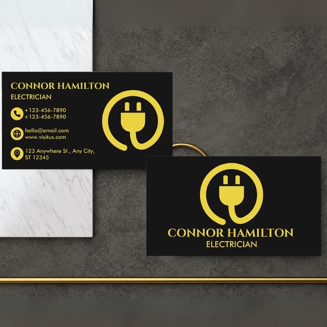 Cartão De Visita Elétrico Legal Cabo Amarelo Moderno Trendente (Criador carregado)