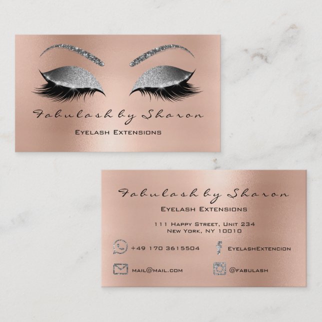 Cartão De Visita Elevação das sobrancelhas Lashes Brilhantes Diaman (Frente/Verso)