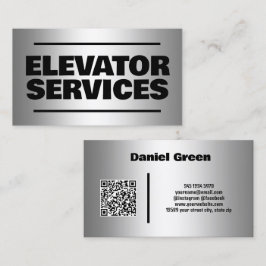 Cartão De Visita Elevator Services Silver QR