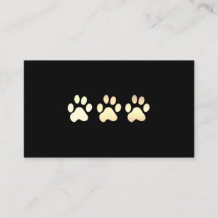 Cartão De Visita Elite dourada do couro branco das patas do cão