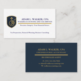 Cartão De Visita Elite Navy & Gold CPA Tax Preparer Business Card