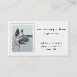 Cartão De Visita Elkhound norueguês na pintura da vila - Arte canin