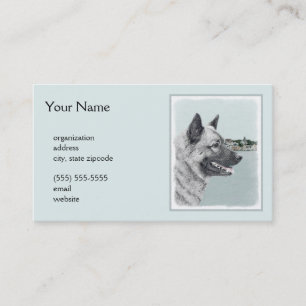 Cartão De Visita Elkhound norueguês na pintura da vila - Arte canin