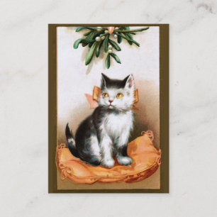 Cartão De Visita Ellen H. Clapsaddle: Gato sob o visco