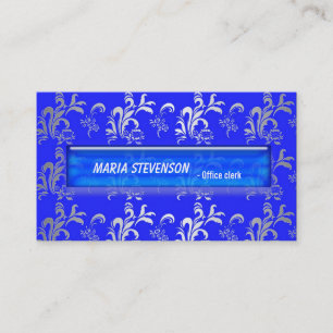 Cartão de visita em damasco azul elegante