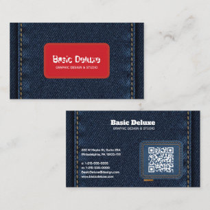 Cartão de Visita em Gergim Rústico   Jeans Azul Es