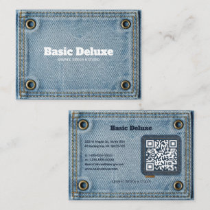 Cartão de Visita em Grelê de Denim   Jeans Azul Es