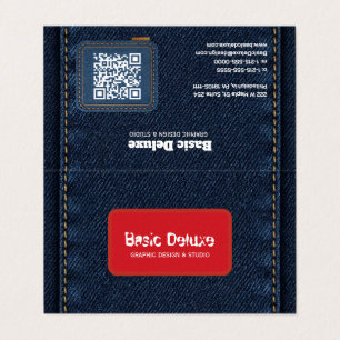 Cartão de Visita em Grelê de Denim Rústico Jean