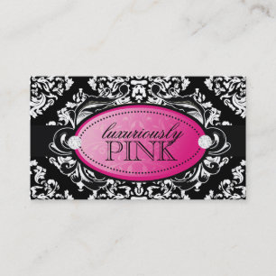 Cartão De Visita Emblema branco Luxuriously preto do rosa do