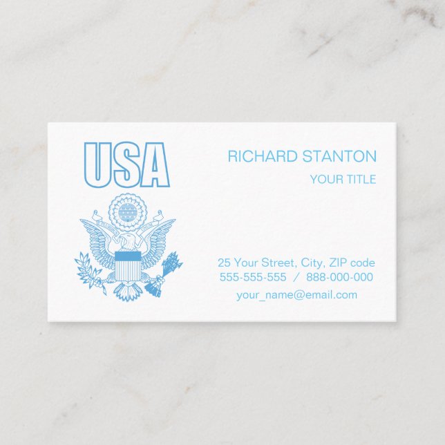 Cartão De Visita emblema nacional dos EUA (Frente)