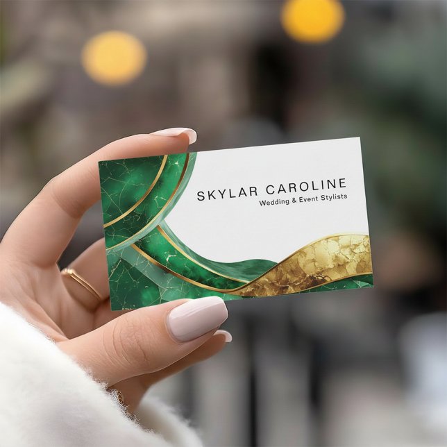 Cartão De Visita Emerald Gold Wedding and Event Stylists (Criador carregado)