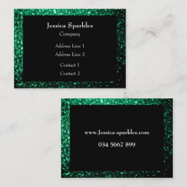 Cartão De Visita Emerald Green brilha no quadro preto