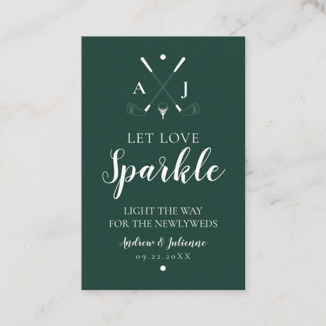 Cartão De Visita Emerald Green Monograma Golf Casamento de Golfe co (Frente)