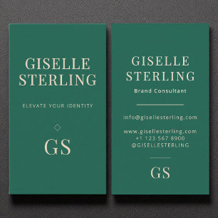 Cartão De Visita Emerald Green Monograma moderno e elegante minimal
