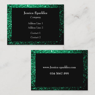 Cartão De Visita Emerald Verde brilho brilhos moldura Preto