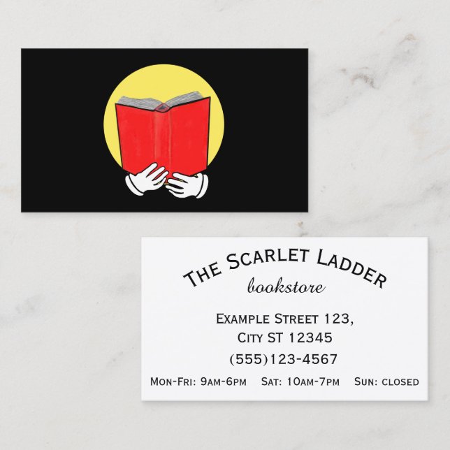 Cartão De Visita Emoticon que lê um livro - livraria ou biblioteca (Frente/Verso)