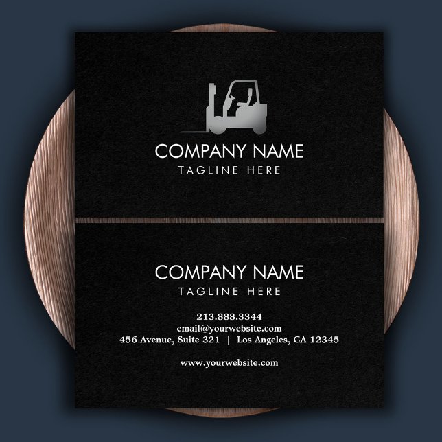 Cartão De Visita Empilhador branco preto, Logística - Profissional (Criador carregado)