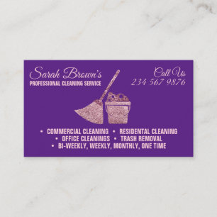 Cartão De Visita Emprega da Purple Cleaning Service de Limpeza Inst